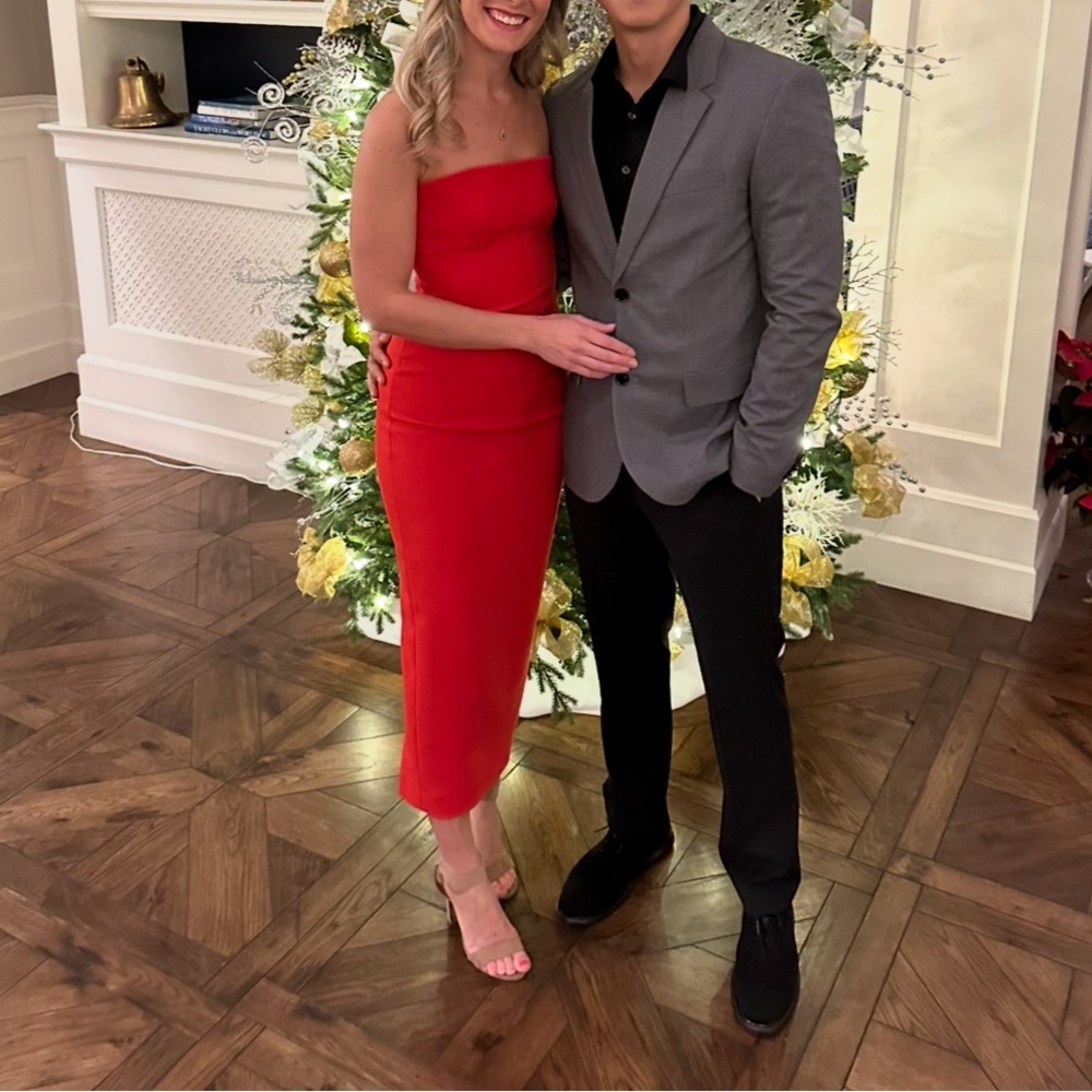 ZARA Red Fitted Strapless Dress